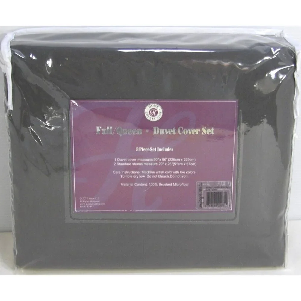 BECKY CAMERON Home Collection 1800 FULL / QUEEN Gray Duvet Cover & 2 Shams NEW